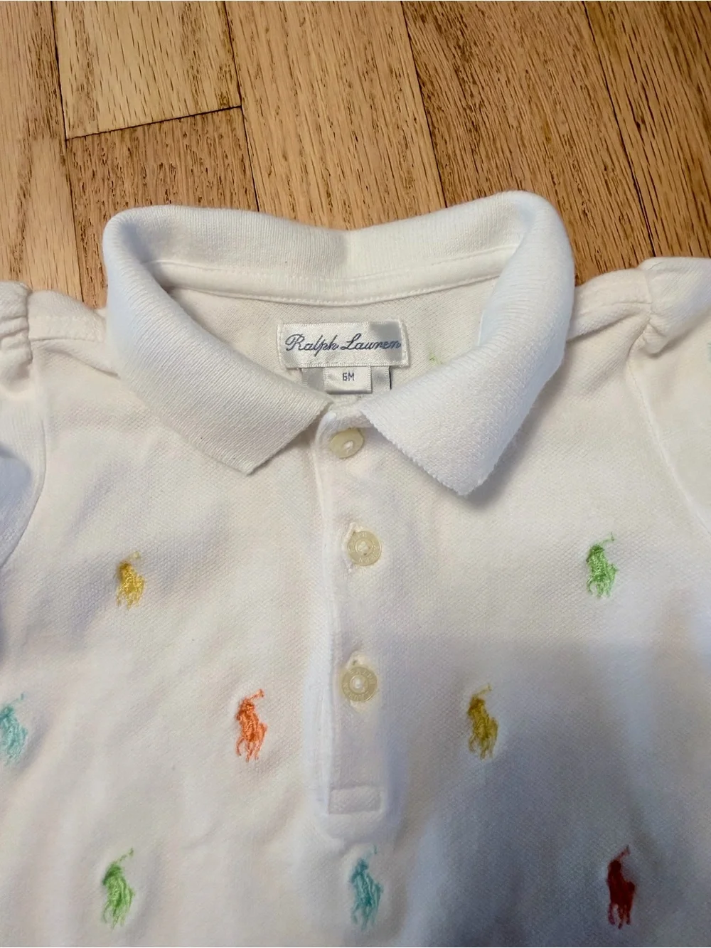 Ralph Lauren White Polo Dress with Pastel Pony Embroidery